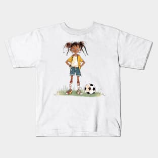 Little Girl Playing Soccer Kids T-Shirt